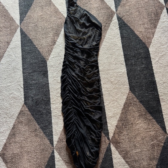 Lulu's Blue Ruched One Shoulder Bodycon Dress - Picture 1 of 3